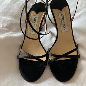 Jimmy Choo Black Satin Sandals